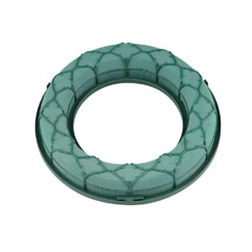 OASIS® Masa ideal para flores secas con base de plástico, rejilla, verde, 4 cm, Ø 27 cm