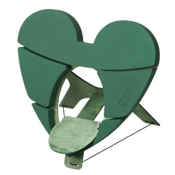OASIS® Espuma húmeda para flores Urna corazón, floristería funeraria, base de madera Bioline, soporte de madera, verde, 46 x 46,5 x 4 cm