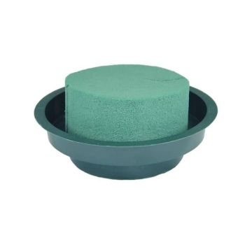OASIS® Esponja ideal para flores en bandeja de plástico, verde, 5 cm, Ø 12 cm