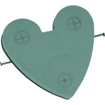 OASIS® Espuma húmeda Auto Herz, decoración para bodas, base de plástico, con ventosa, verde, 42 x 40 x 7,5 cm