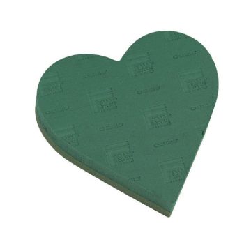 OASIS® Espuma húmeda corazón, decoración para bodas, base de espuma rígida con marcos de espuma, verde, 31 x 29 x 6 cm