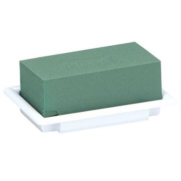OASIS® Espuma para flores rectangular para arreglos florales, en recipiente de compuesto de papel, blanco-verde, 13 x 9 x 5 cm