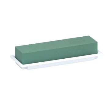 OASIS® Espuma para flores frescas rectangular para arreglos florales, en bandeja de papel compuesto, verde y blanco, 25 x 9 x 5 cm