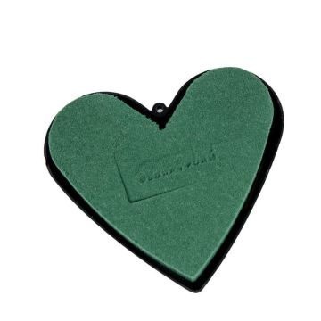 OASIS® Espuma para flores Ideal en forma de corazón, decoración para bodas, base de plástico, gancho para colgar, verde, 14 x 12 x 3,5 cm