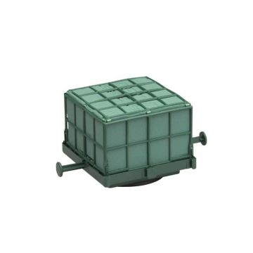 OASIS® Espuma húmeda para desfiles de coches, decoración de bodas, base de plástico, rejilla, ventosa, verde, 11 x 11 x 9 cm