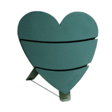 OASIS® Esponja húmeda Corazón, decoración para bodas, base de madera Bioline, soporte de madera, verde, 43,5 x 43 x 4,5 cm