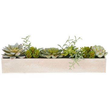 Arreglo de suculentas artificiales MINTENA en maceta de plástico, verde, 40 x 8 x 10 cm