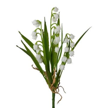 Flor artificial Lirio de los valles PINDAR con raíces, varilla, blanco, 23 cm