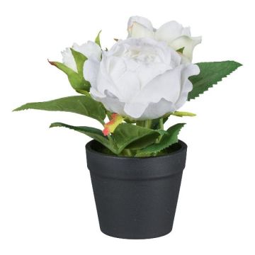 Flor artificial Rosa BRALDER en maceta decorativa, blanca, 14 cm