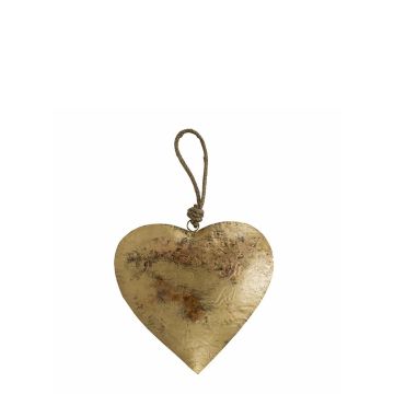 Colgante de corazón DORANA de metal, cordón para colgar, dorado, Ø 13 cm