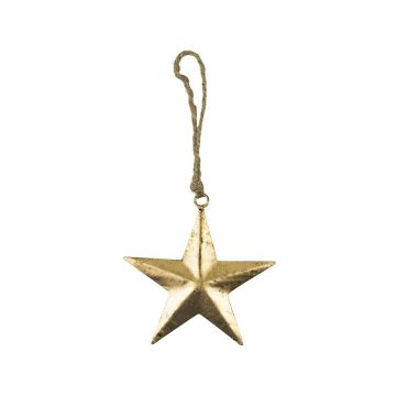 Colgante de estrella DORANA de metal, cordón para colgar, dorado, Ø 12 cm Colgante de estrella DORANA de metal, cordón para colgar, dorado, Ø 12 cm