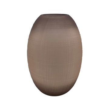 Jarrón decorativo FEDERIGO de vidrio, abombado, estampado de cuadros, rosa-transparente, 34,5 cm, Ø 23,5 cm