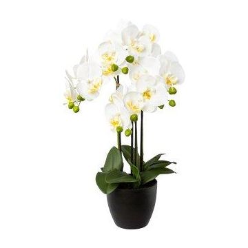 Orquídea Phalaenopsis artificial UKERNA en maceta de resina, blanca, 55 cm