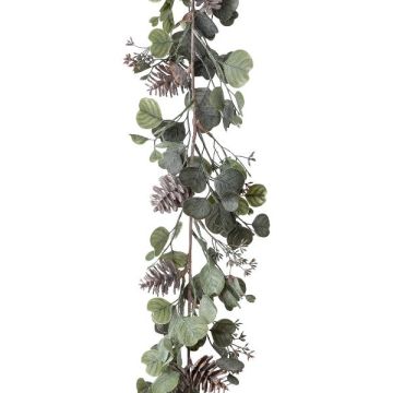 Guirnalda artificial de eucalipto SAFLOS, piñas, flores, gris-verde, 175cm Guirnalda artificial de eucalipto SAFLOS, piñas, flores, gris-verde, 175cm