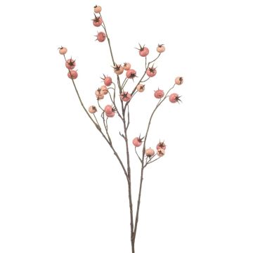 Rama decorativa Rosa silvestre FRAVON con escaramujos, rosa melocotón, 100 cm