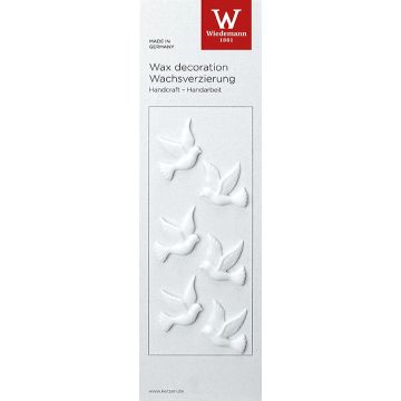 Adorno de cera Pareja de palomas ARIANNA, 3 parejas, blanco, 2,5 x 2 cm
