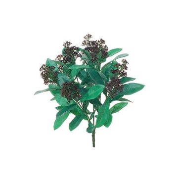Flor decorativa Skimmie SAFRA con flores, varilla, rojo burdeos, 40cm
