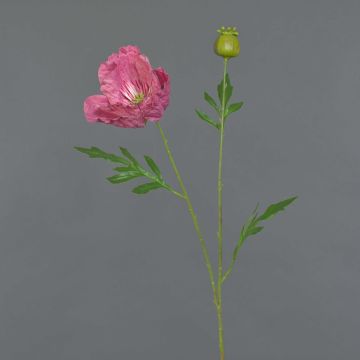 Amapola decorativa EDESSA, rosa oscuro, 80 cm