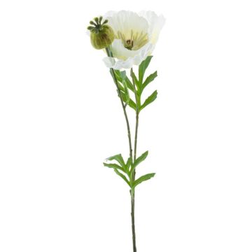 Amapola decorativa EDESSA, blanca, 80 cm