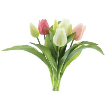 Ramo de tulipanes artificiales Mix LONA, crema-rosa-fucsia, 30cm, Ø20cm