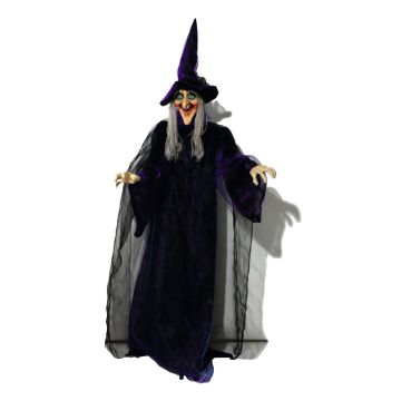 Bruja para decoración de Halloween FERDERRA con función de sonido y movimiento, LEDs, 175cm