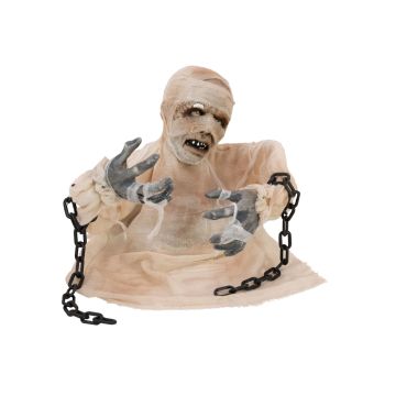 Momia para decoración de Halloween DIMARUS con cadenas, función de sonido y movimiento, LEDs, 40cm