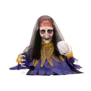 Adivina para decoración de Halloween COLETTA con bola, función sonido y movimiento, LEDs, 50cm Adivina para decoración de Halloween COLETTA con bola, función sonido y movimiento, LEDs, 50cm