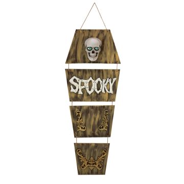 Ataúd fantasma decoración de Halloween ULBERT con calavera, colgante, función de sonido y movimiento, LEDs, 150cm