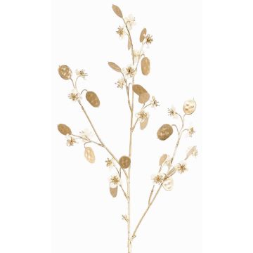Rama de Lunaria artificial de satén PINDUS con flores, blanco-dorado, 85cm Rama de Lunaria artificial de satén PINDUS con flores, blanco-dorado, 85cm