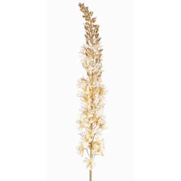 Vela de estepa artificial de terciopelo UCHANA, crema y dorado, 110cm, Ø7cm