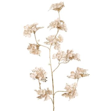 Rama decorativa de hortensias de terciopelo PIRES, crema y dorado, 110 cm