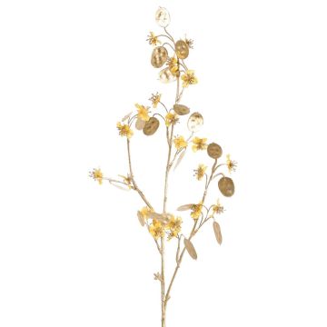 Rama de lunaria de satén artificial PINDUS con flores, amarillo y dorado, 85 cm