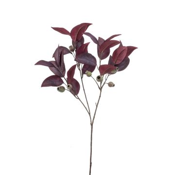 Rama artificial de eucalipto VIZIMIR con frutos, rojo burdeos, 80 cm