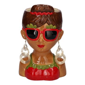 Jarrón decorativo Busto de mujer LENEA de cerámica, multicolor, 15 x 13 x 23,5 cm