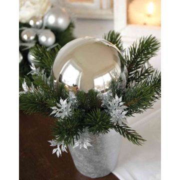 Arreglo de abeto artificial SKELLA en maceta decorativa, bola, plata, 20cm