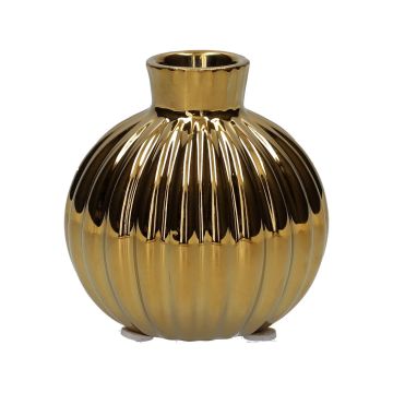 Botella de cerámica OLLIVERA con estrías, dorado metalizado, 8,2 cm, Ø 8 cm