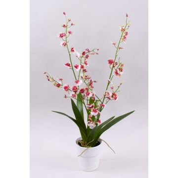 Orquídea Oncidium artificial YOSEPHIN en maceta de arcilla, blanco-rojo, 70cm Orquídea Oncidium artificial YOSEPHIN en maceta de arcilla, blanco-rojo, 70cm