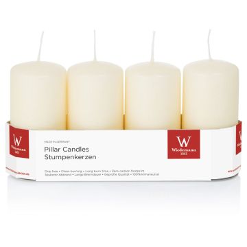 Corona de Adviento con velas JENARO, 4 unidades, color biscuit, 10 cm, Ø 5 cm, 23 h - Fabricado en Alemania