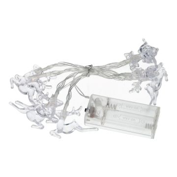 Guirnalda luminosa CASSATA con 10 renos LED, pilas, 90cm