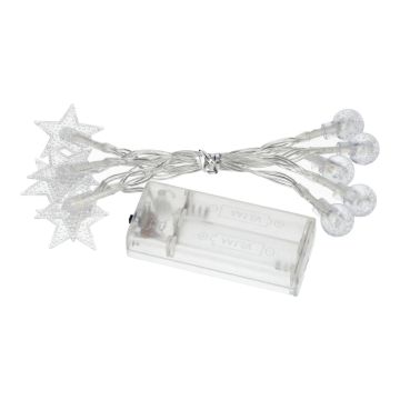 Guirnalda luminosa CASSATA con 10 bolas en forma de estrella LED, pilas, 90cm