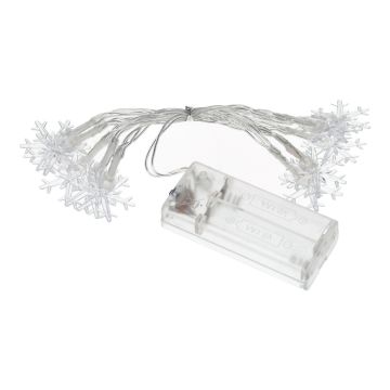 Guirnalda luminosa CASSATA con 10 copos de nieve LED, pilas, 90cm