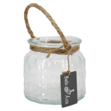 Vaso para velas KAPPY con cordón, estampado, transparente, 11 cm, Ø 11 cm