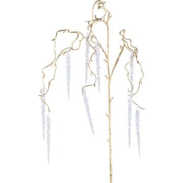 Rama de avellano artificial MONDEL con carámbanos, colgante, dorada, 115 cm