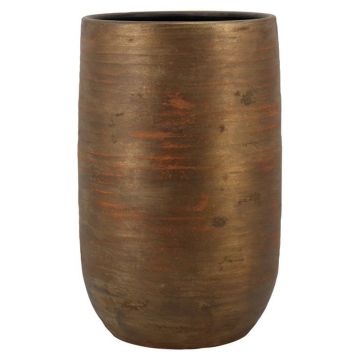 Jarrón de cerámica RODYN con ranuras, degradado de color, dorado, 50 cm, Ø 32 cm