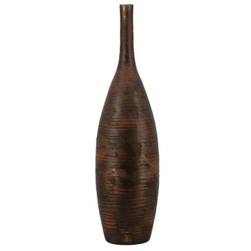 Botella decorativa de cerámica RODYN con estrías, degradado de color, dorado, 120 cm, Ø 29 cm