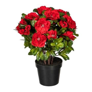 Flor artificial azalea WHENFA en maceta decorativa negra, roja, 30 cm
