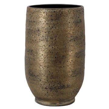 Jarrón de cerámica para plantas YELAN con veteado, marrón dorado, 50 cm, Ø 32 cm