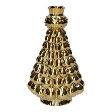 Botella decorativa «Árbol de Navidad» de BRIXON, estampado de lunares, cerámica, dorado metalizado, 20,3 cm, Ø 12,5 cm