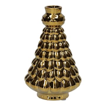 Botella decorativa «Árbol de Navidad» BRIXON, estampado de lunares, cerámica, dorado metalizado, 24,5 cm, Ø 14 cm