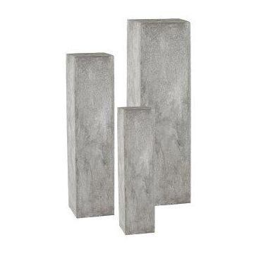 Columna angular para plantas NARUKO, 3 unidades, fibra de vidrio, gris, 20 x 20 x 80 cm, 28 x 28 x 100 cm, 35 x 35 x 120 cm